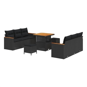 vidaXL Solid Acacia Wood Sofa Set in Black