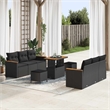 vidaXL Solid Acacia Wood Sofa Set in Black