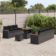 vidaXL Solid Acacia Wood Sofa Set in Black