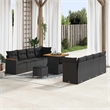 vidaXL Solid Acacia Wood Sofa Set in Black