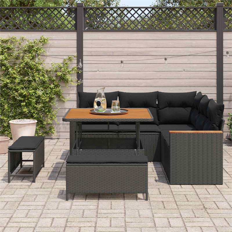 vidaXL Poly Rattan Sofa Set in Black