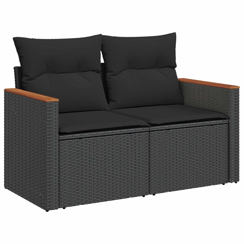 vidaXL Poly Rattan Sofa Set in Black