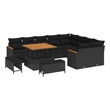 vidaXL Solid Acacia Wood Sofa Set in Black