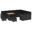 vidaXL Solid Acacia Wood Sofa Set in Black