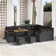 vidaXL Solid Acacia Wood Sofa Set in Black