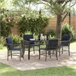 vidaXL Steel Dining Set with Cushions in Black/Gray