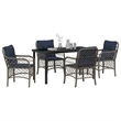 vidaXL Steel Dining Set with Cushions in Black/Gray