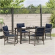 vidaXL Steel Dining Set with Cushions in Black/Gray