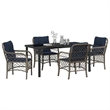 vidaXL Steel Dining Set with Cushions in Black/Gray