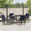 vidaXL Steel Dining Set with Cushions in Black/Gray
