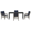 vidaXL Steel Dining Set with Cushions in Black/Gray