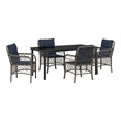 vidaXL Steel Dining Set with Cushions in Black/Gray