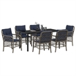 vidaXL Steel Dining Set with Cushions in Black/Gray