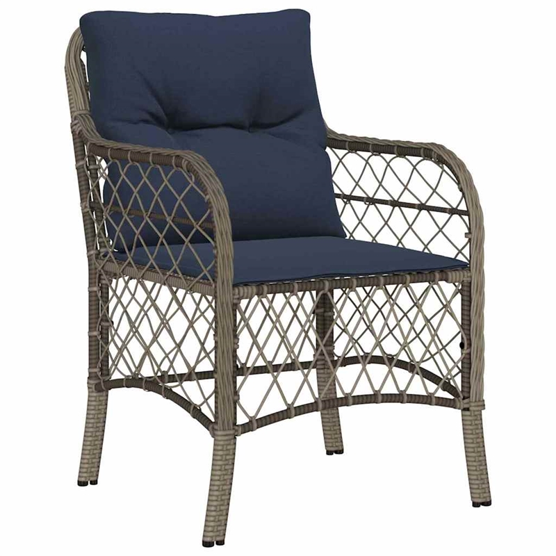 vidaXL Steel Dining Set with Cushions in Black/Gray
