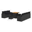 vidaXL Solid Acacia Wood Sofa Set in Black