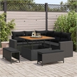 vidaXL Solid Acacia Wood Sofa Set in Black