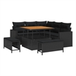 vidaXL Solid Acacia Wood Sofa Set in Black