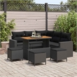 vidaXL Solid Acacia Wood Sofa Set in Black