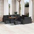 vidaXL Solid Acacia Wood Sofa Set in Black