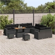 vidaXL Solid Acacia Wood Sofa Set in Black