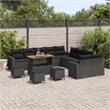 vidaXL Solid Acacia Wood Sofa Set in Black