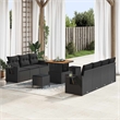 vidaXL Solid Acacia Wood Small Sofa Set in Black