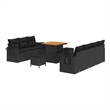 vidaXL Solid Acacia Wood Small Sofa Set in Black