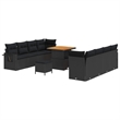 vidaXL Solid Acacia Wood Sofa Set in Black