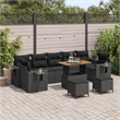vidaXL Solid Acacia Wood Sofa Set in Black