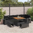 vidaXL Solid Acacia Wood Sofa Set in Black