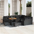vidaXL Solid Acacia Wood Sofa Set in Black