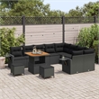 vidaXL Solid Acacia Wood Sofa Set in Black
