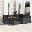 vidaXL Solid Acacia Wood Sofa Set in Black