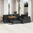 vidaXL Solid Acacia Wood Sofa Set in Black