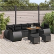 vidaXL Solid Acacia Wood Sofa Set in Black