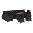 vidaXL Solid Acacia Wood Sofa Set in Black