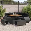 vidaXL Solid Acacia Wood Sofa Set in Black