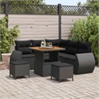 vidaXL Solid Acacia Wood Sofa Set in Black