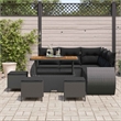 vidaXL Solid Acacia Wood Sofa Set in Black