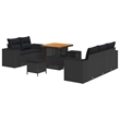 vidaXL Solid Acacia Wood Sofa Set in Black