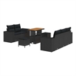vidaXL Solid Acacia Wood Sofa Set in Black