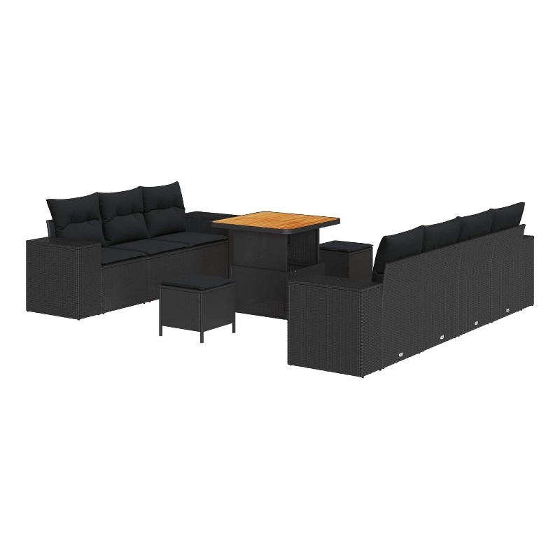 vidaXL Solid Acacia Wood Standard Sofa Set in Black