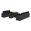 vidaXL Solid Acacia Wood Standard Sofa Set in Black