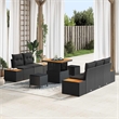 vidaXL Solid Acacia Wood Sofa Set in Black