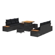 vidaXL Solid Acacia Wood Sofa Set in Black