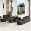 vidaXL Solid Acacia Wood Sofa Set in Black