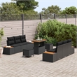 vidaXL Solid Acacia Wood Sofa Set in Black