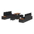 vidaXL Solid Acacia Wood Sofa Set in Black