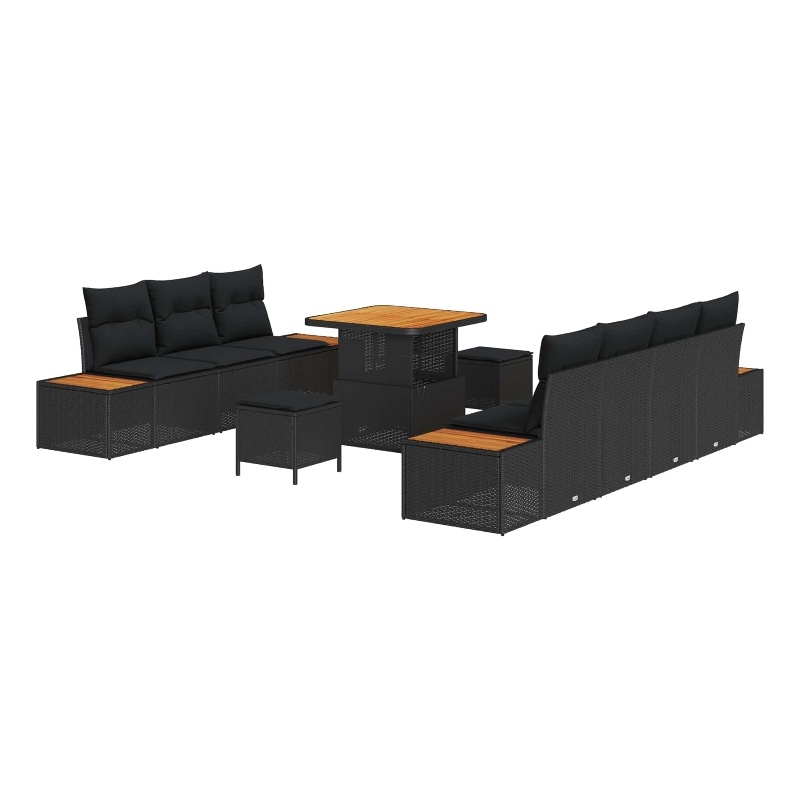 vidaXL Poly Rattan Small Sofa Set in Black