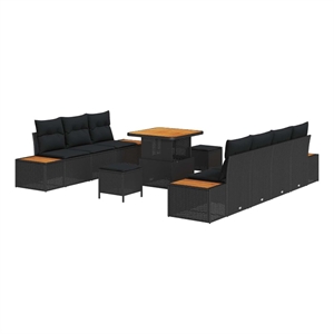 vidaXL Poly Rattan Small Sofa Set in Black